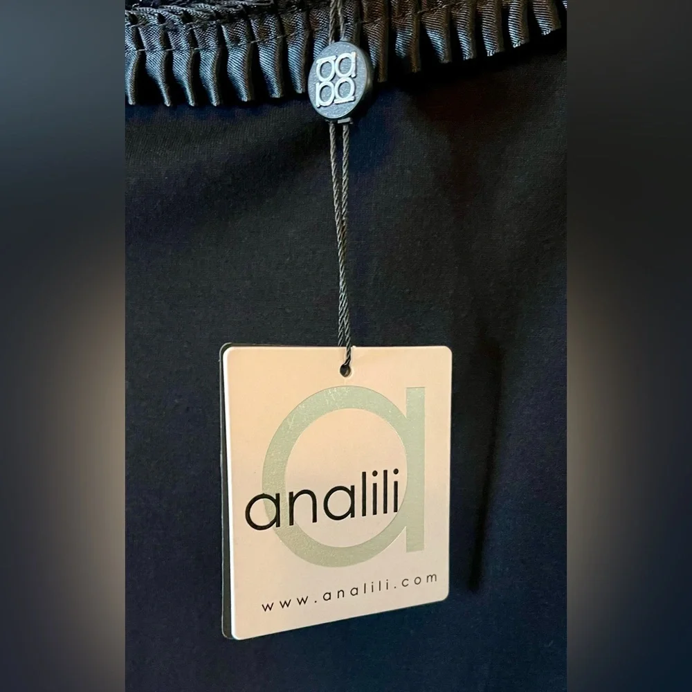 🤩 NEW ITEM! Analili Irma Ruched Tunic Dress Black Asymmetrical Midi Knee Length - Picture 9 of 13